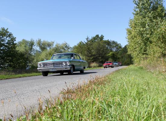 Classic cars on the road