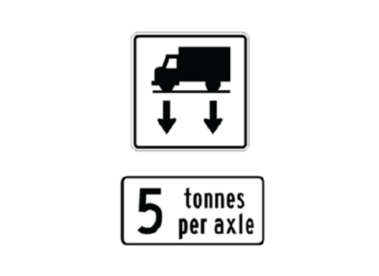 5 tonnes per axle sign
